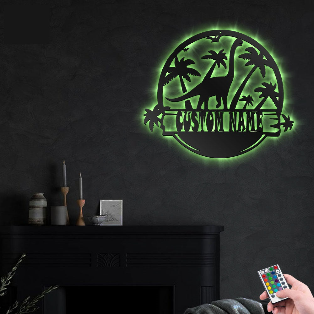 Dinosaur World Personalized - Led Light Metal - Owls Matrix LTD