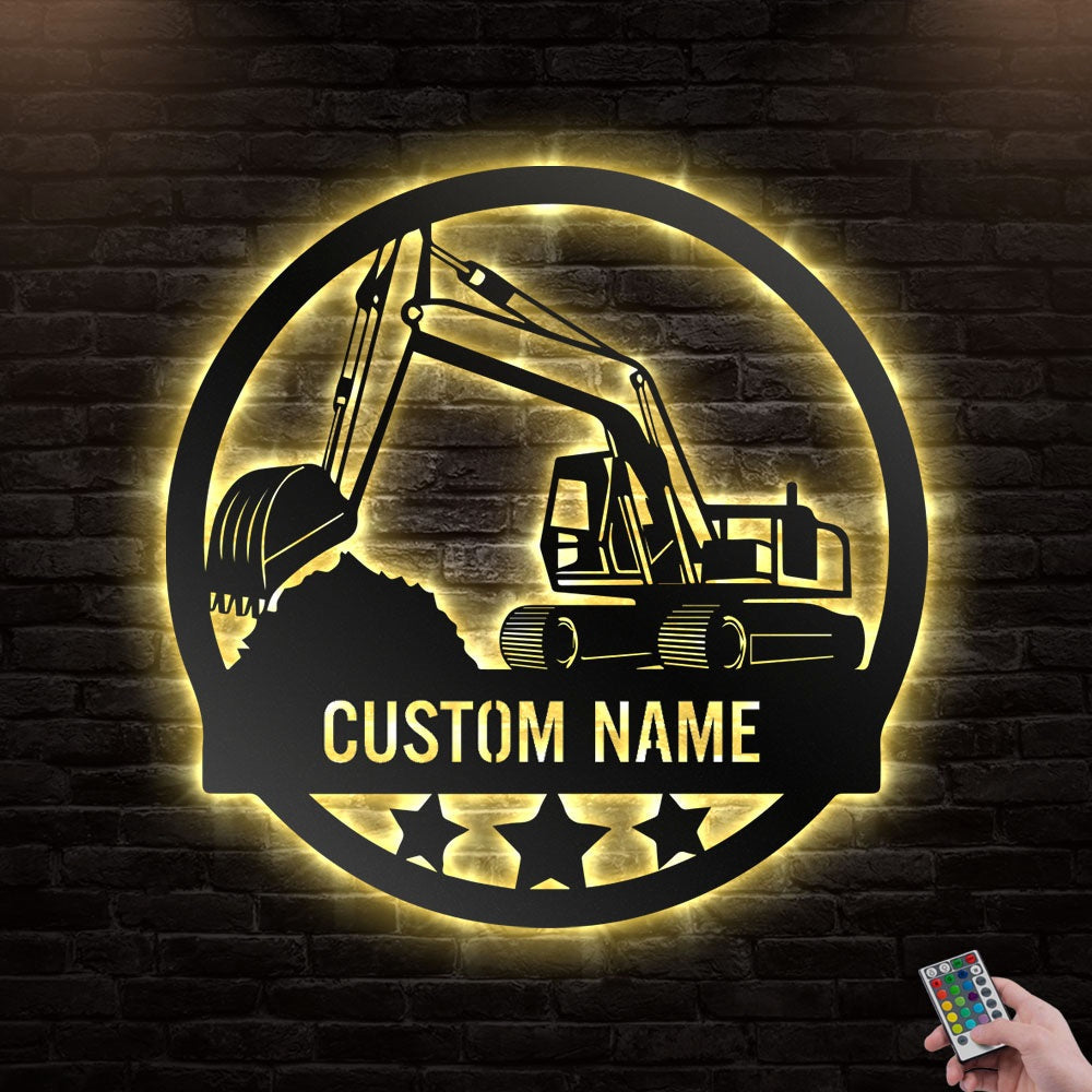 12*12 Inch (30*30cm) Diggers On The Street Personalized - Led Light Metal - Owls Matrix LTD