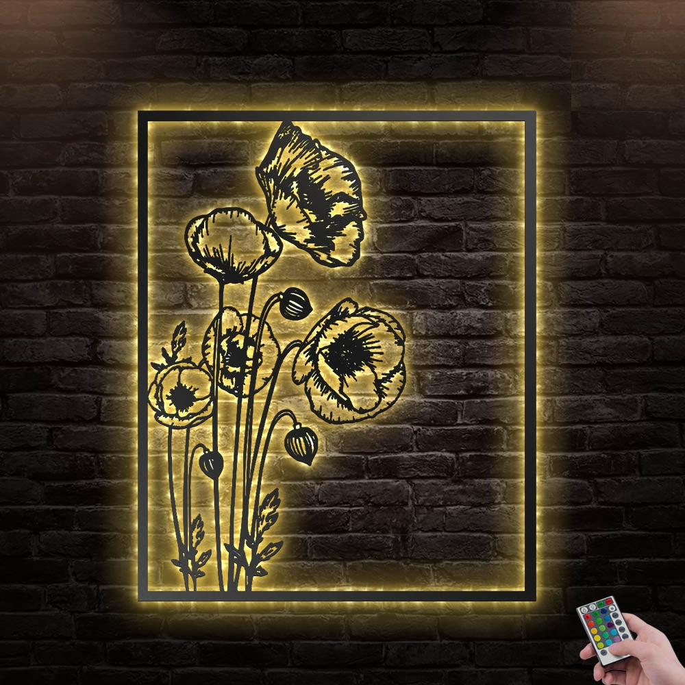 12"x12" Flower Housewarming Gift - Led Light Metal - Owls Matrix LTD