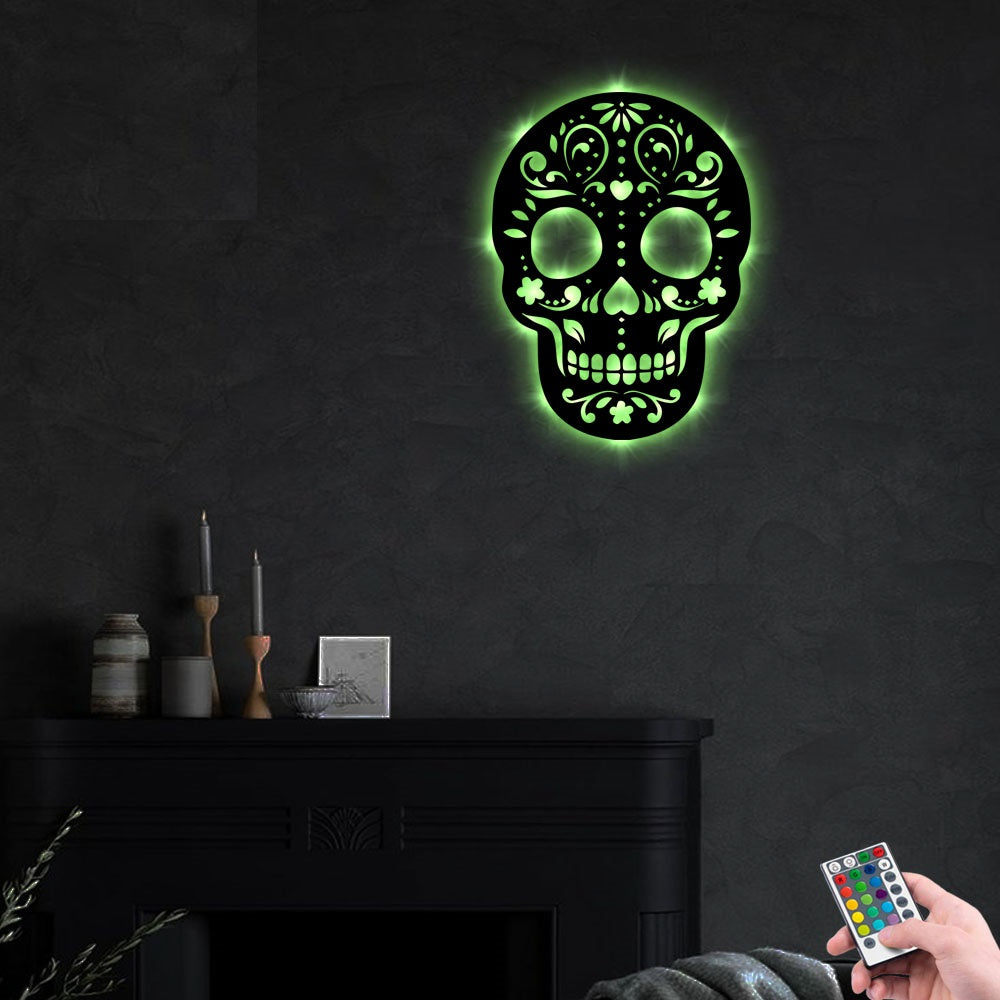 Sugar Skull Smile Style - Led Light Metal - Owls Matrix LTD