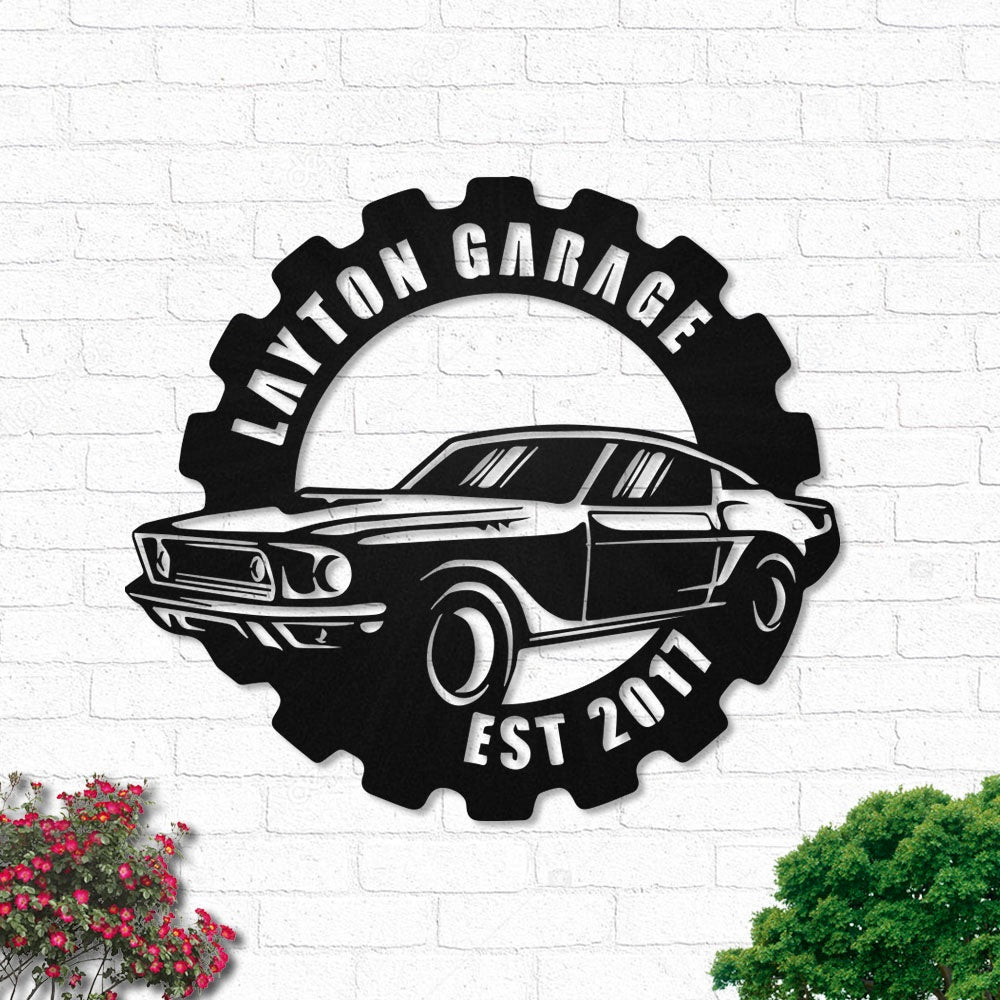 Garage With Established Date Personalized - Led Light Metal - Owls Matrix LTD