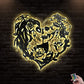 12"x12" Skull Heart Sugar Skull Couple Lover - Led Light Metal - Owls Matrix LTD