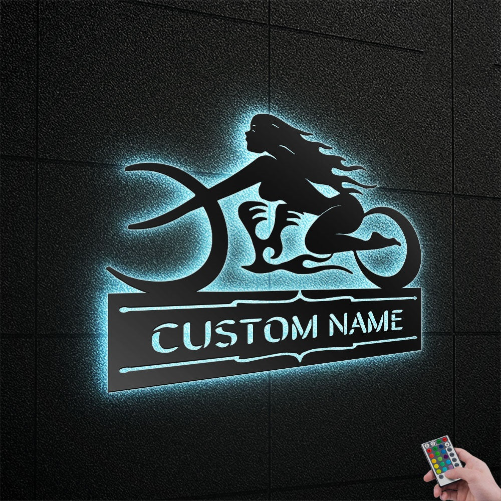 Woman Girls Ride Woman Driving Personalized - Led Light Metal - Owls Matrix LTD