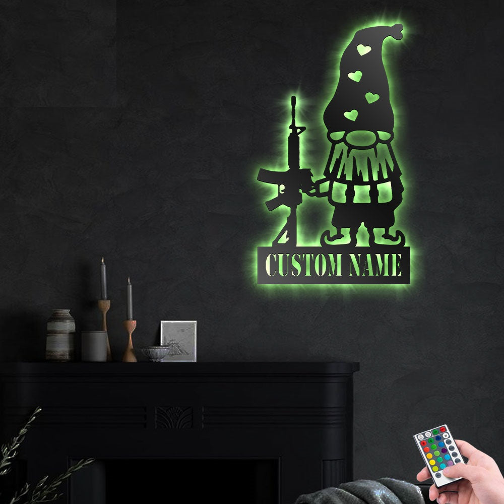 Gnome Gun Cute Style Personalized - Led Light Metal - Owls Matrix LTD