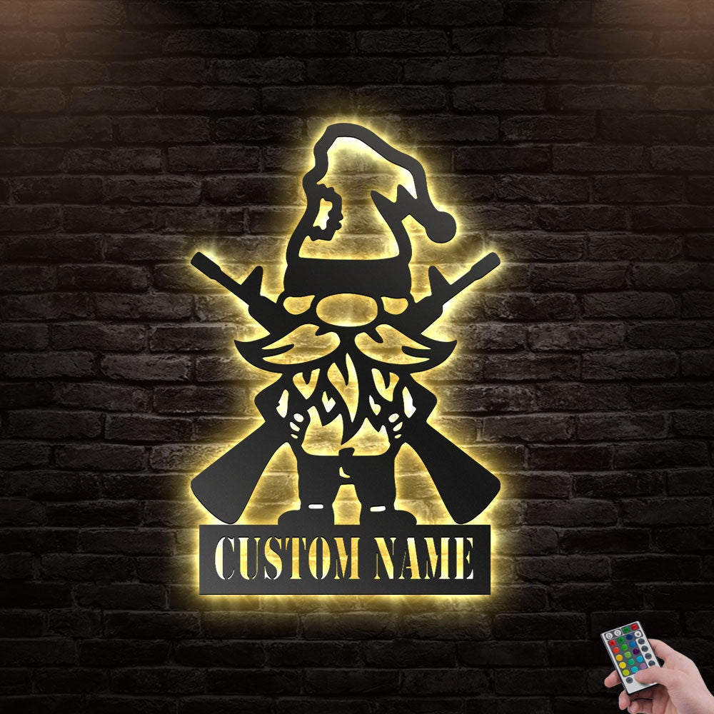 12"x12" Gnome Gun Personalized - Led Light Metal - Owls Matrix LTD