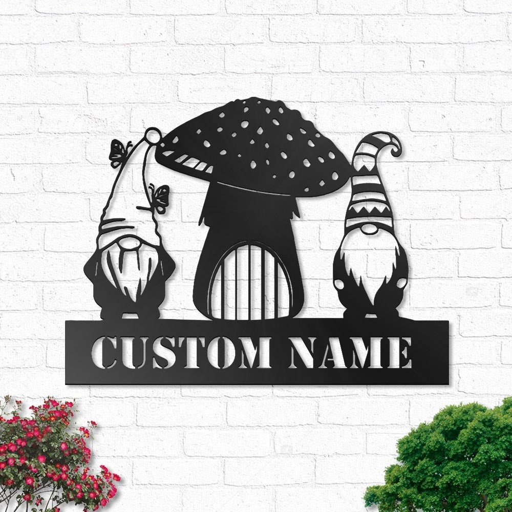 Gnome Gnome Mushroom Personalized - Led Light Metal - Owls Matrix LTD