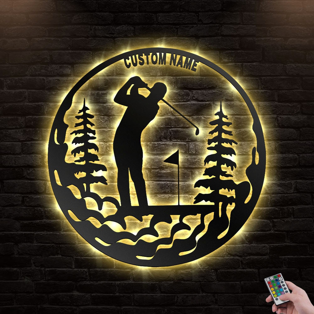 12"x12" Golfing Golf Player Amazing Personalized - Led Light Metal - Owls Matrix LTD