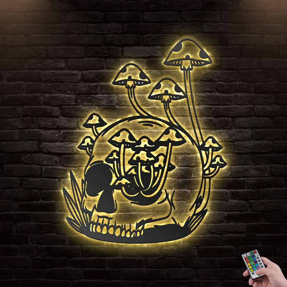 12"x12" Sugar Skull Mushroom - Led Light Metal - Owls Matrix LTD