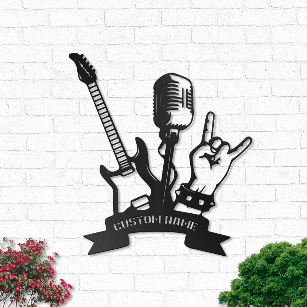 Guitar And Micro Personalized - Led Light Metal - Owls Matrix LTD