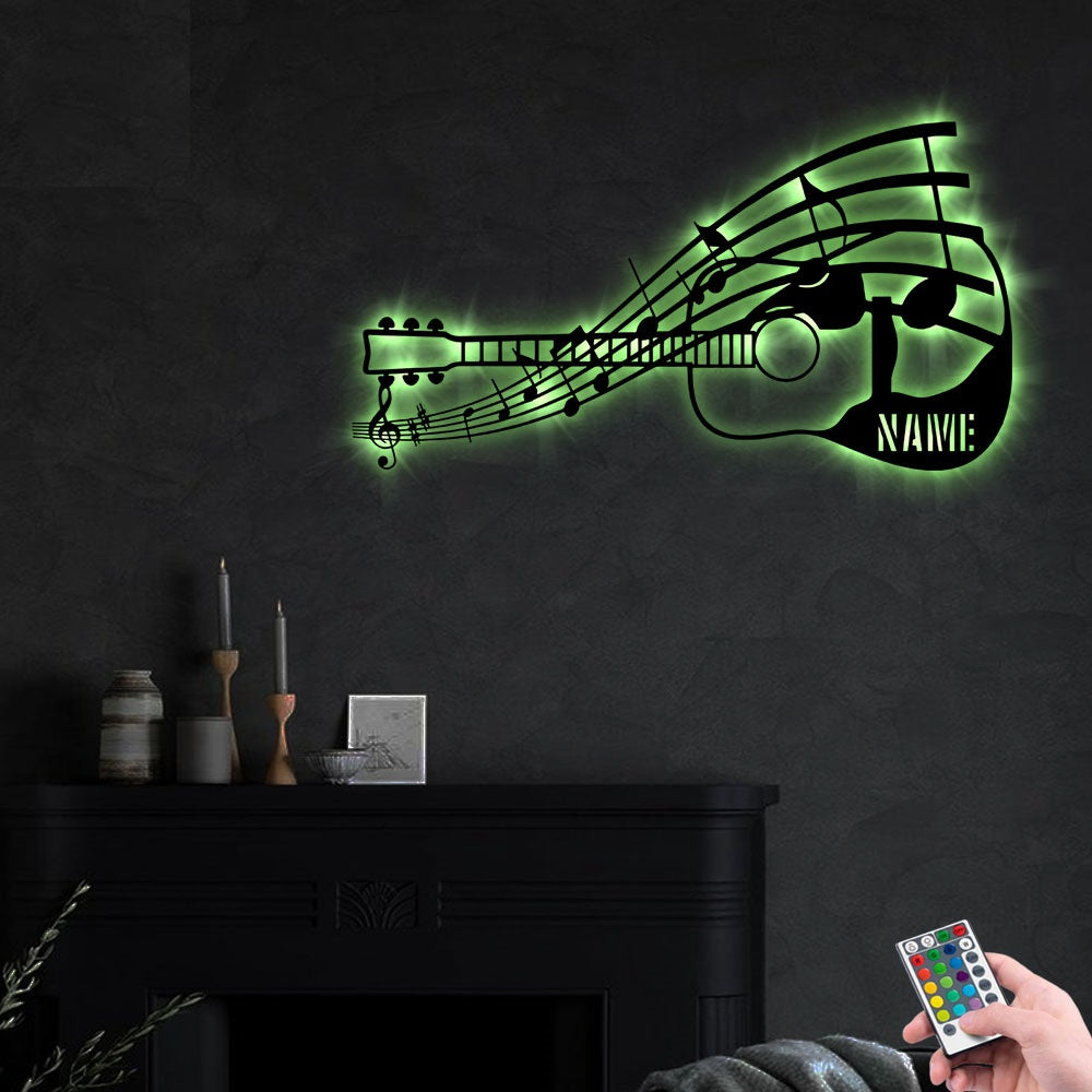 Guitar Music Is My Love Personalized - Led Light Metal - Owls Matrix LTD