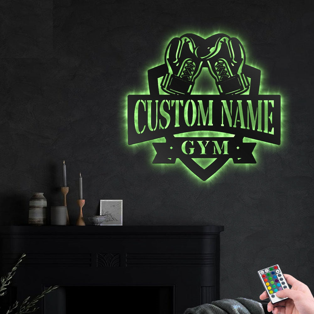 Gym Boxing Gloves Personalized - Led Light Metal - Owls Matrix LTD