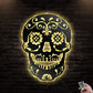 12"x12" Sugar Skull Scare Cool - Led Light Metal - Owls Matrix LTD