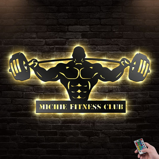 12"x12" Gym Club Style Personalized - Led Light Metal - Owls Matrix LTD