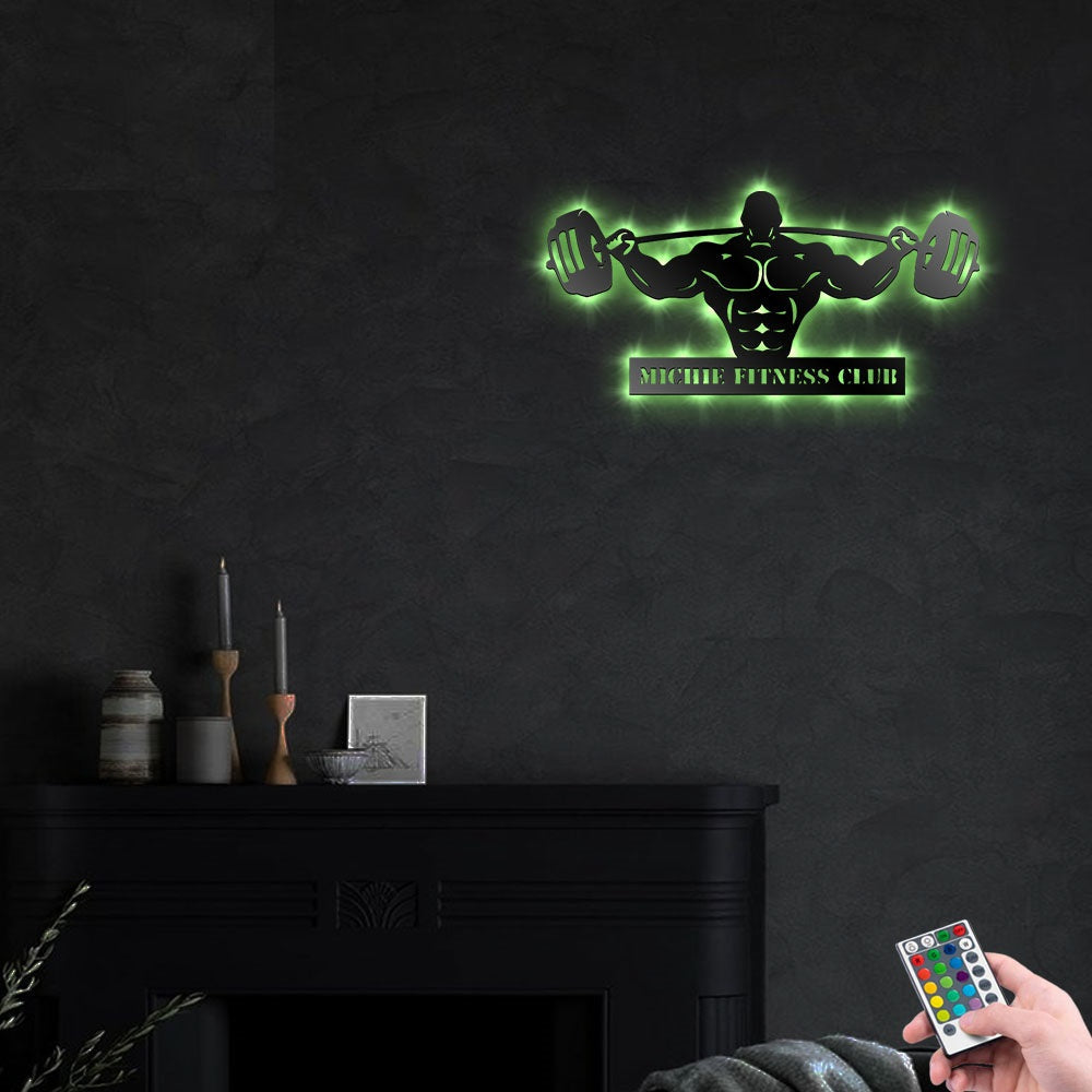 Gym Club Style Personalized - Led Light Metal - Owls Matrix LTD