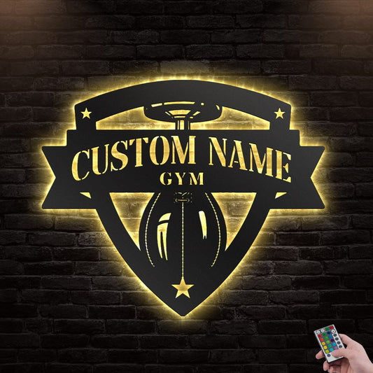 12"x12" Gym Speed Bag Boxing Personalized - Led Light Metal - Owls Matrix LTD