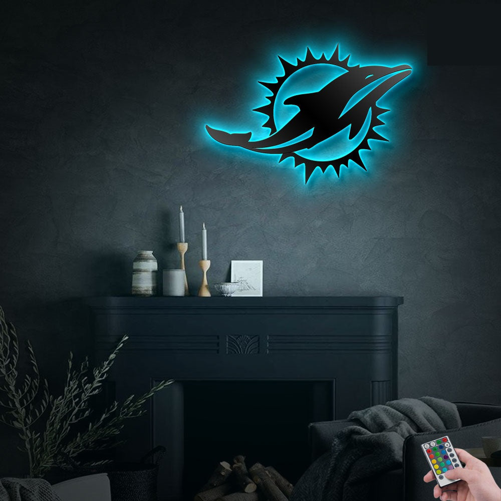 Dolphin Miami Dolphin Football - Led Light Metal - Owls Matrix LTD