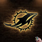 12*12 Inch (30*30cm) Dolphin Miami Dolphin Football - Led Light Metal - Owls Matrix LTD