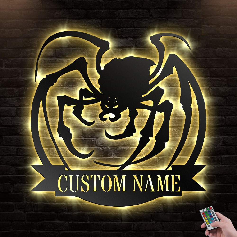 12"x12" Spider Halloween Personalized - Led Light Metal - Owls Matrix LTD