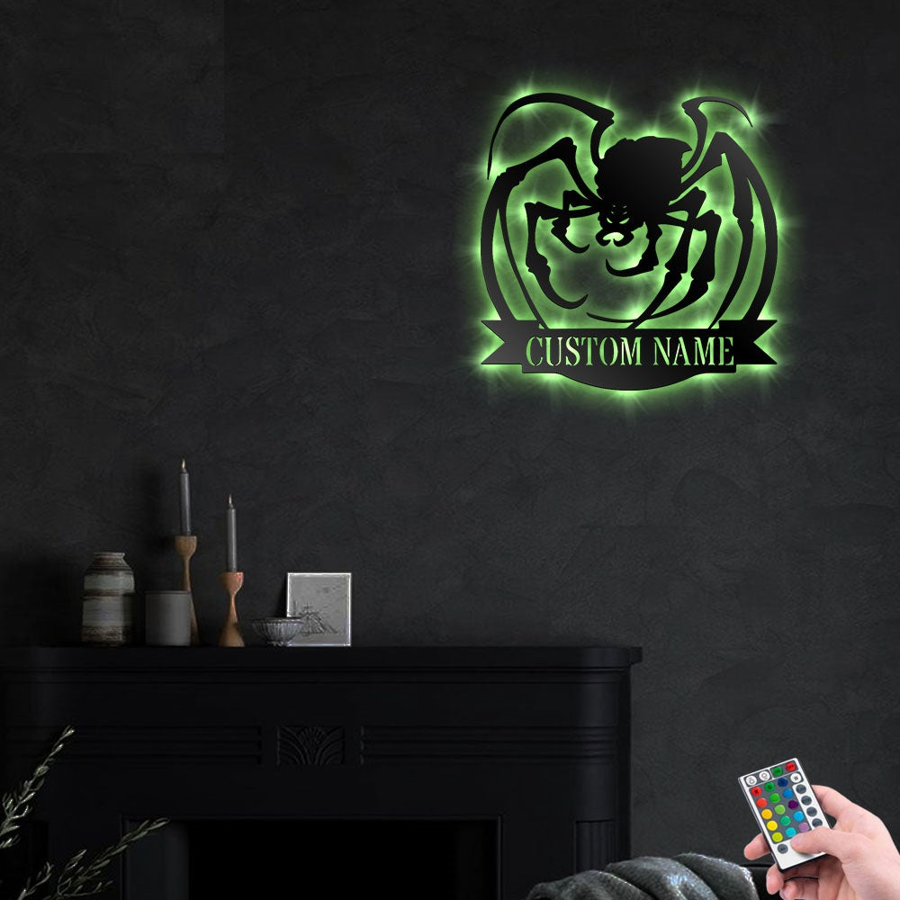 Spider Halloween Personalized - Led Light Metal - Owls Matrix LTD