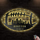 12"x12" Football Houston Personalized - Led Light Metal - Owls Matrix LTD