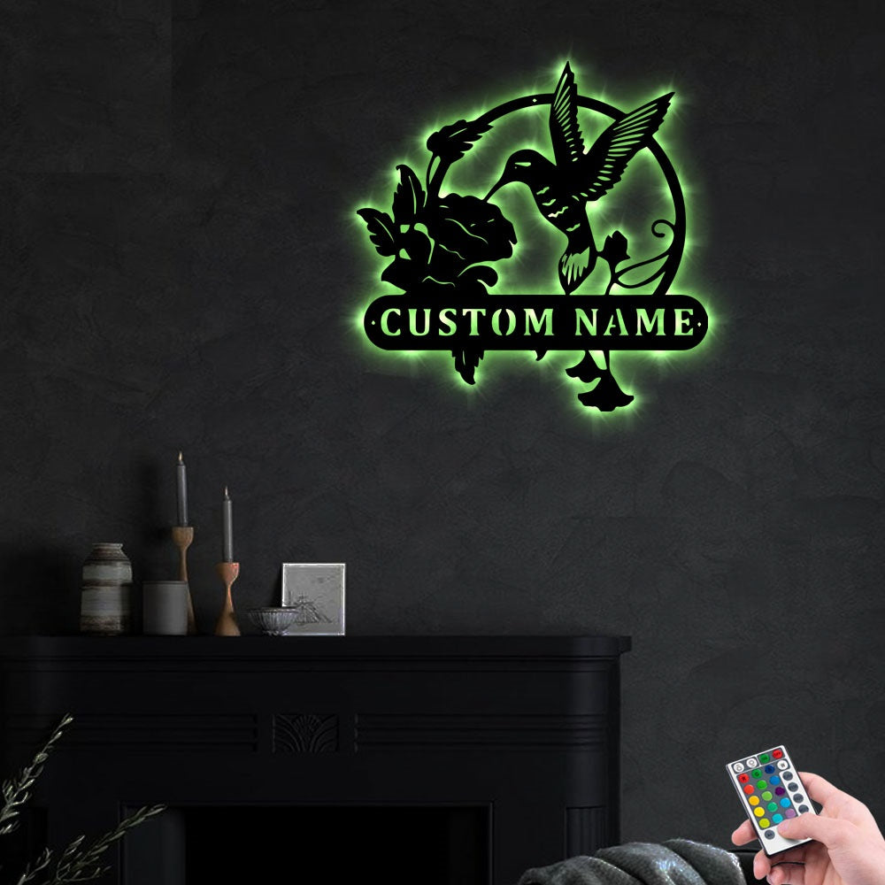 Hummingbird Monogram Personalized - Led Light Metal - Owls Matrix LTD