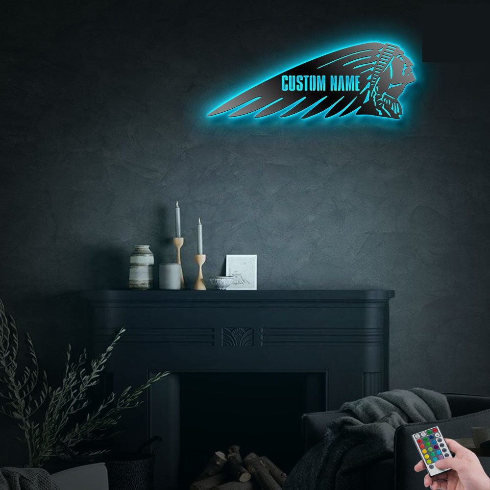 American Native Personalized - Led Light Metal - Owls Matrix LTD