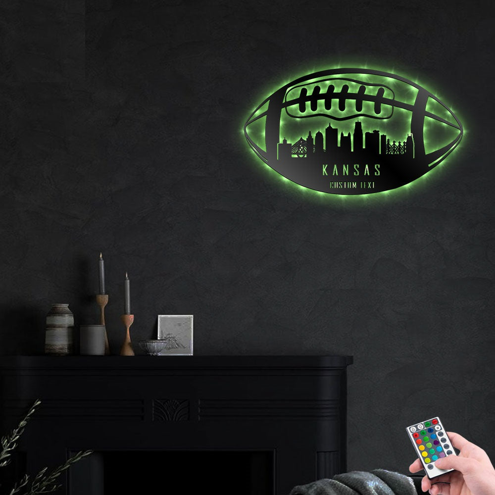 Football Kansas City Personalized - Led Light Metal - Owls Matrix LTD