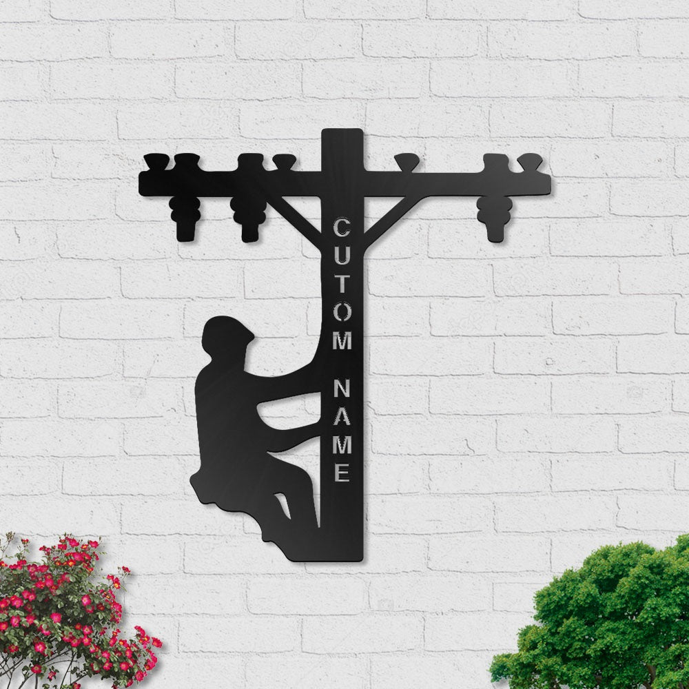 Lineman Electrical Worker Personalized - Led Light Metal - Owls Matrix LTD