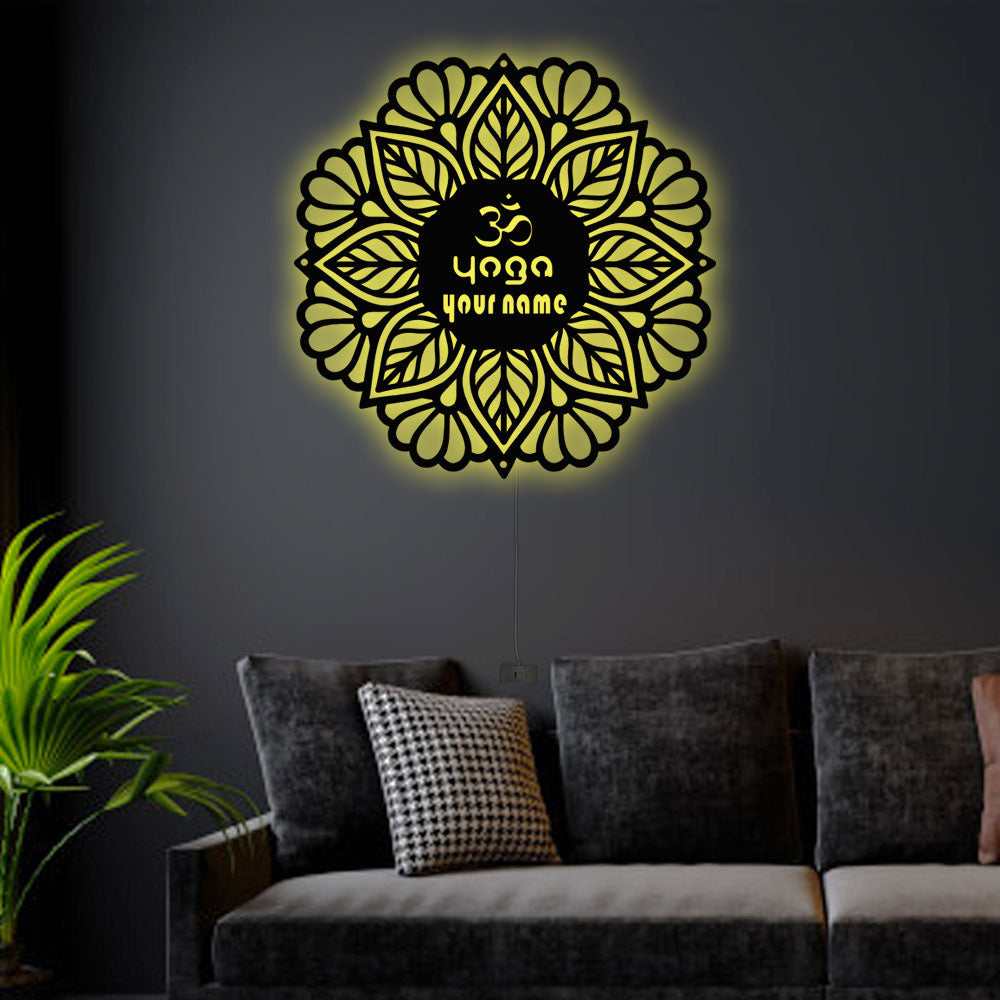 Mandala Yoga Style Personalized - Led Light Metal - Owls Matrix LTD