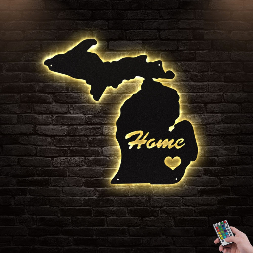 12"x12" Michigan I Love Weather There - Led Light Metal - Owls Matrix LTD