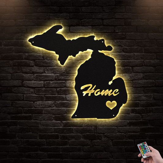 12"x12" Michigan I Love Weather There - Led Light Metal - Owls Matrix LTD