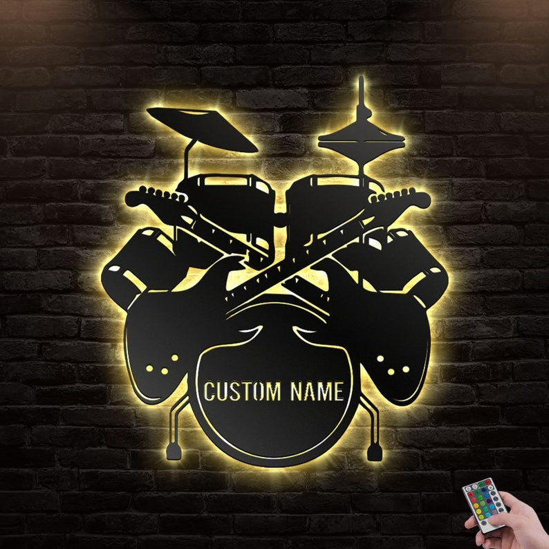 12*12 Inch (30*30cm) Music Band Amazing Style Personalized - Led Light Metal - Owls Matrix LTD