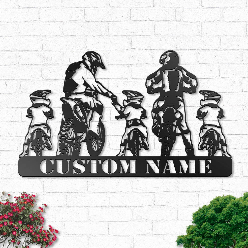 Motocross Dirt Bike And Biker Family Personalized - Led Light Metal - Owls Matrix LTD