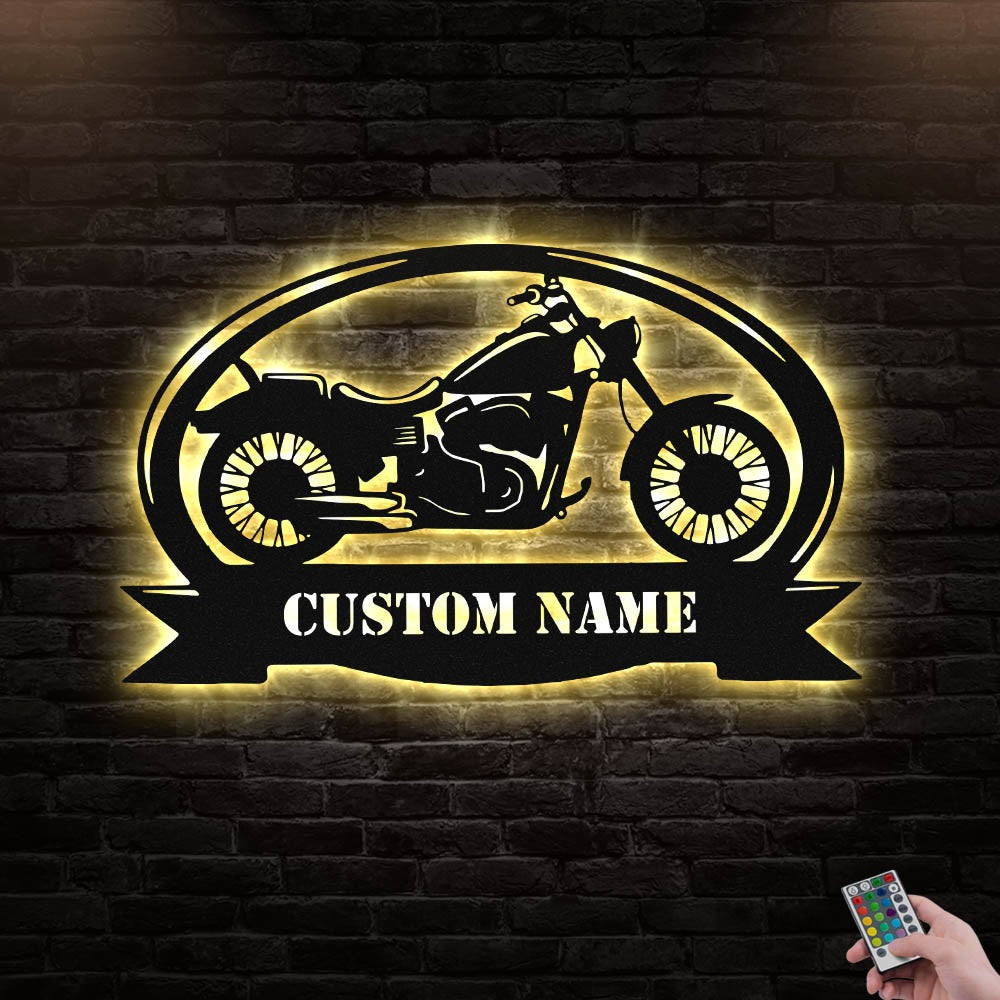 12"x12" Motorcycle Beautiful Style Personalized - Led Light Metal - Owls Matrix LTD