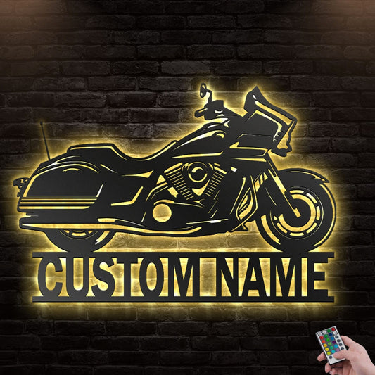 12"x12" Motorcycle Motor Bike Cool Style Personalized - Led Light Metal - Owls Matrix LTD