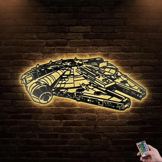 12"x12" Millennium Falcon Amazing Style - Led Light Metal - Owls Matrix LTD