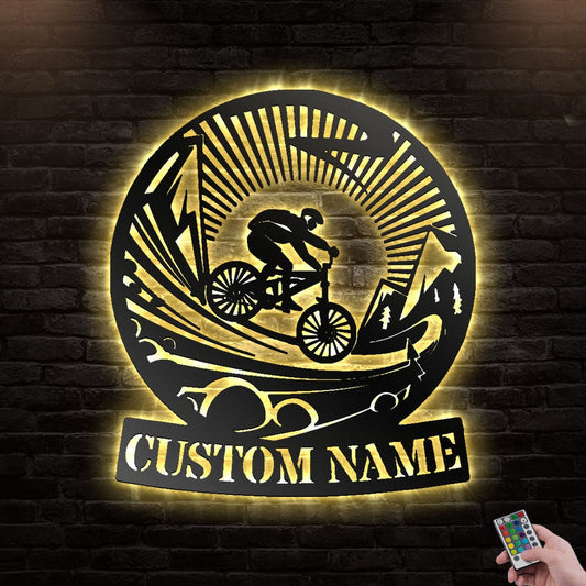 12"x12" Mountain Bike Personalized - Led Light Metal - Owls Matrix LTD