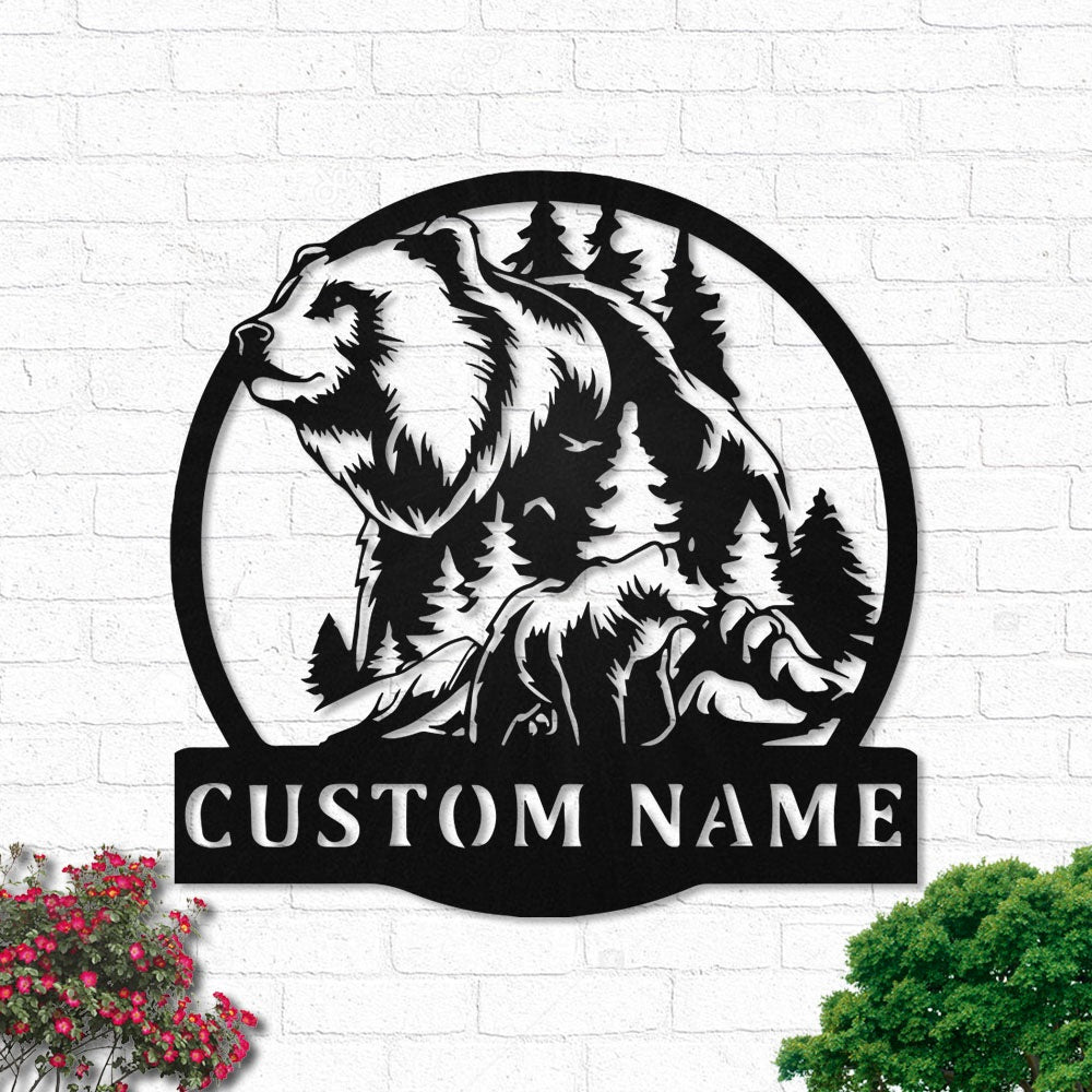 Mountain Bear Animal Personalized - Led Light Metal - Owls Matrix LTD