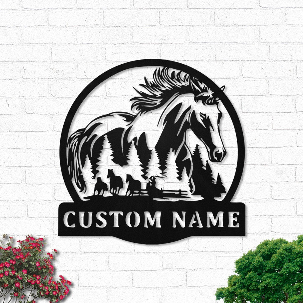 Horse Family Horse Ranch Personalized - Led Light Metal - Owls Matrix LTD