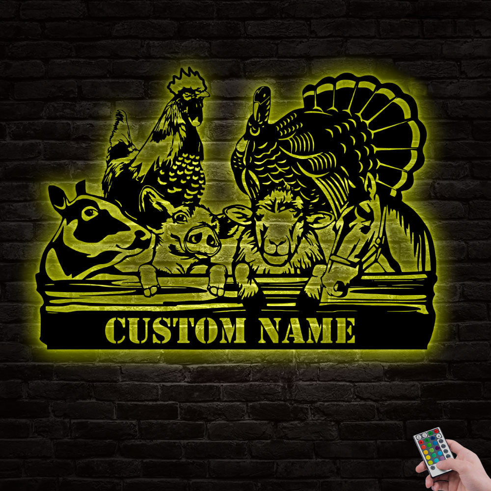 12"x12" Farm Animals So Funny Personalized - Led Light Metal - Owls Matrix LTD