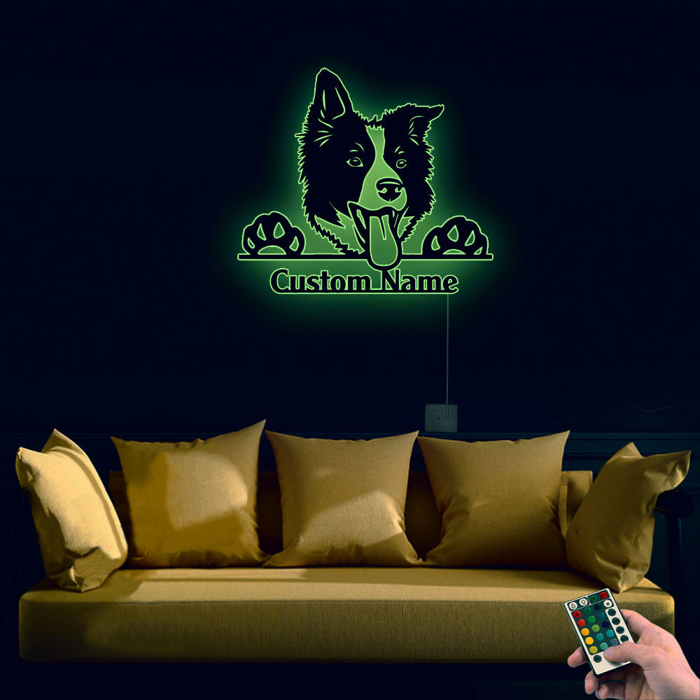 Border Collie Cute Dog Personalized - Led Light Metal - Owls Matrix LTD