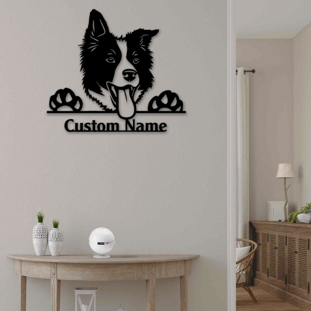 Border Collie Cute Dog Personalized - Led Light Metal - Owls Matrix LTD