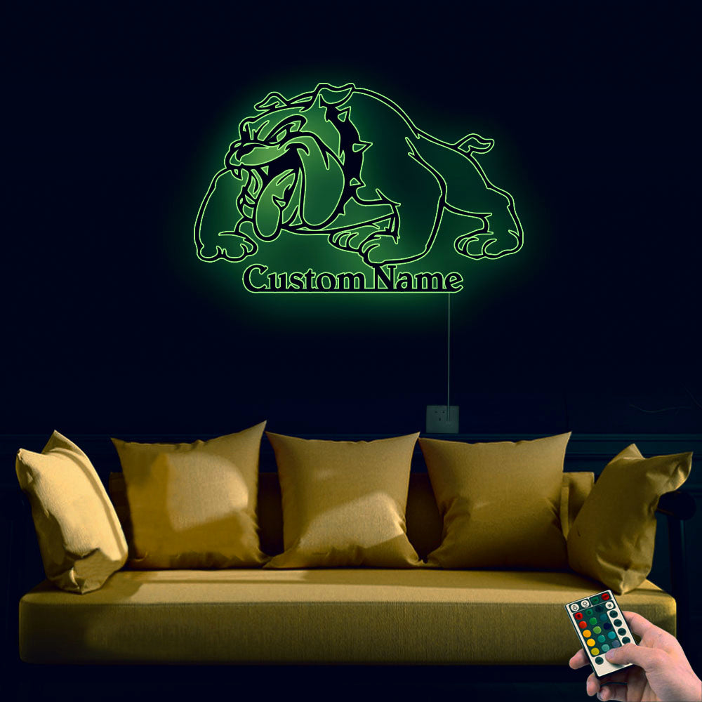 Bulldog Ferocious Style Personalized - Led Light Metal - Owls Matrix LTD