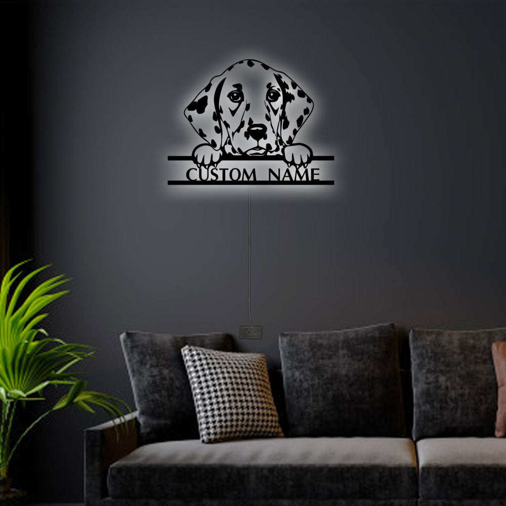 12"x12" Dalmatian Dog Personalized - Led Light Metal - Owls Matrix LTD