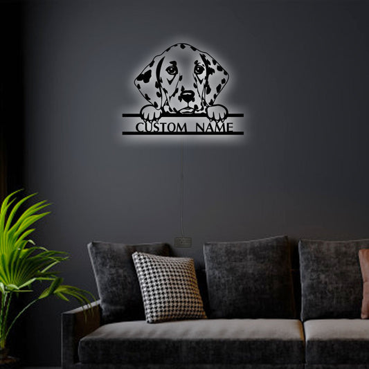 12"x12" Dalmatian Dog Personalized - Led Light Metal - Owls Matrix LTD