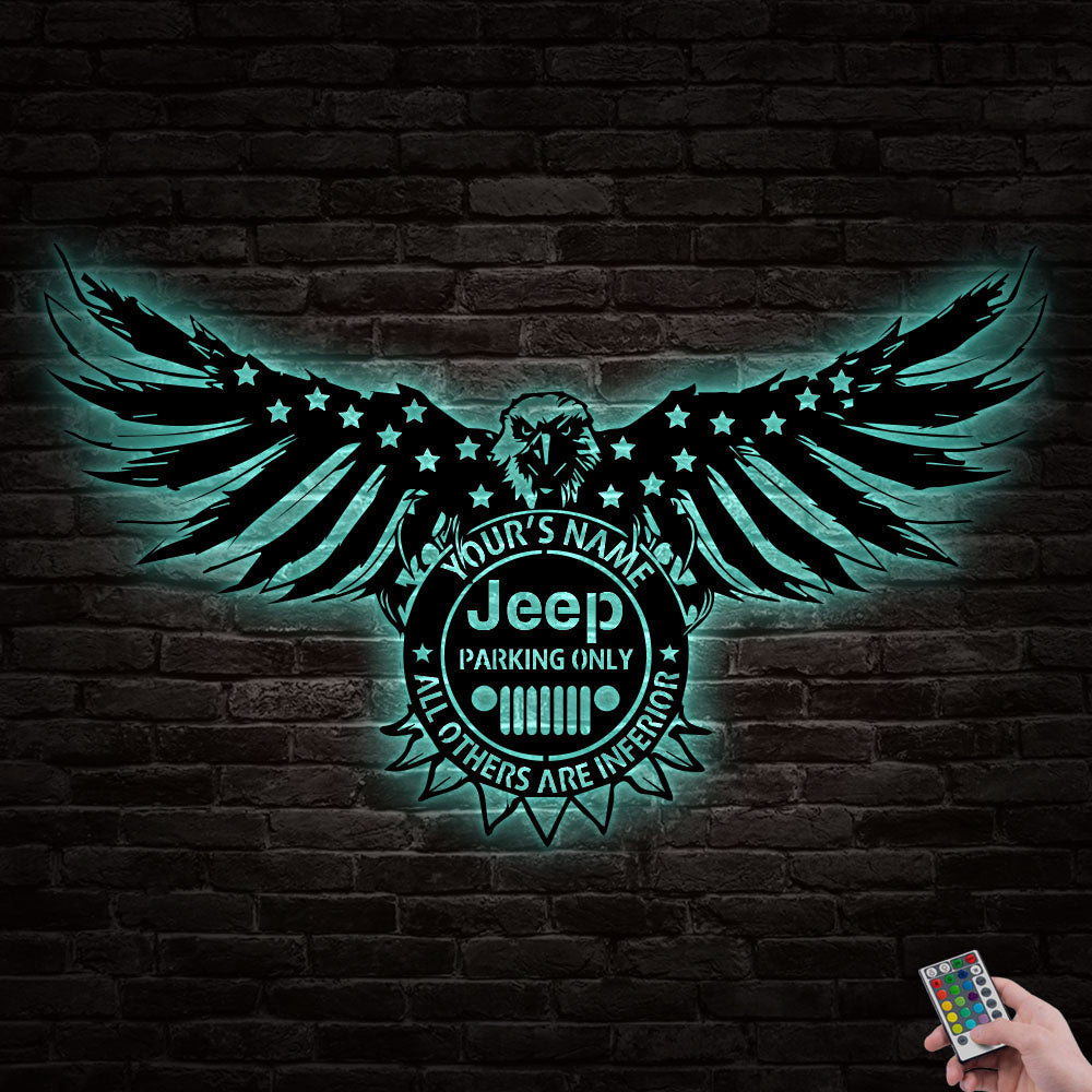 12"x12" Eagle America Jeep Parking Only Personalized - Led Light Metal - Owls Matrix LTD