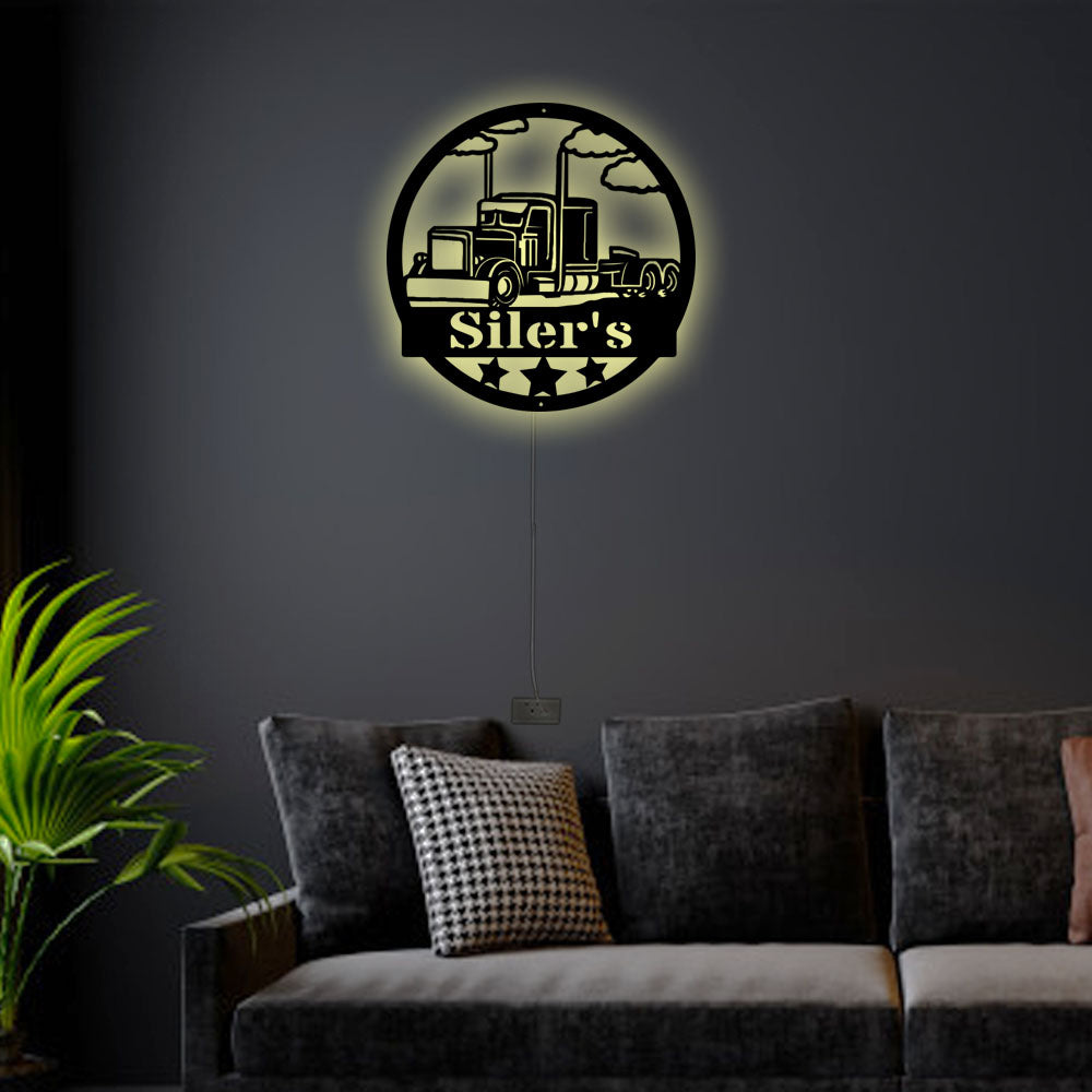 12"x12" Trucker Cool Style Personalized - Led Light Metal - Owls Matrix LTD