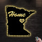 12"x12" Minnesota Home Is The Best - Led Light Metal - Owls Matrix LTD