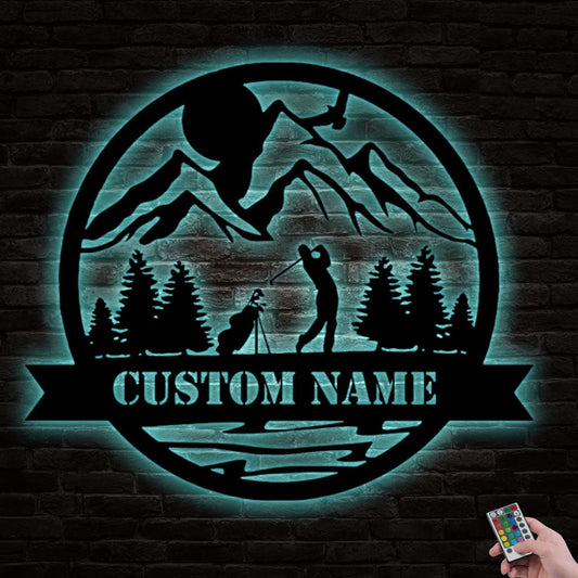 12"x12" Golf All Your Time Personalized - Led Light Metal - Owls Matrix LTD