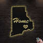12"x12" Rhode Island Home Is My Life - Led Light Metal - Owls Matrix LTD